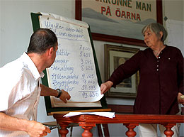 Miikael och Karin går igenom verksamhetsberättelsen.  